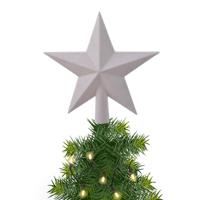 Decoris kerstboom piek - 1x - ster vorm - wit parelmoer - glitter - 19 cm - kunststof - kerstpiek