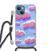Roze wolken met vogels: iPhone 13 Transparant Hoesje met koord