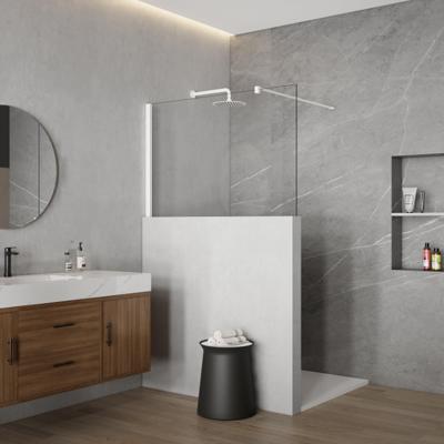 Fortifura Galeria Halfhoge Inloopdouche - 110x80cm - helder glas - 8mm - nano - met profiel en stabilisatiestang - Mat Wit SW1235438 SW797906