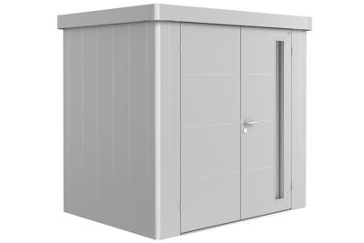 Biohort Metalen tuinhuis Neo - Dubbele deur - Zilver - 1B (236x180 cm)- Plat dak- Metaal- Biohort
