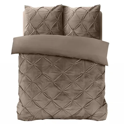 Dekbedovertrek Velvet Pintuck Effen 140x200 Cm Taupe Anti Allergie & Anti Huisstofmijt Sleeptime - Dekbed-Discounter.nl