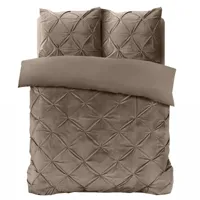 Dekbedovertrek Velvet Pintuck Effen 140x200 Cm Taupe Anti Allergie & Anti Huisstofmijt Sleeptime - Dekbed-Discounter.nl