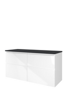 Proline Top wastafelonderkast met 4 laden asymmetrisch en afdekplaat hardsteen 120 x 46 x 60 cm, glans wit