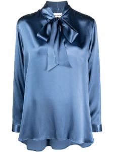 P.A.R.O.S.H. blouse froncée en soie Stella à col noué - Bleu