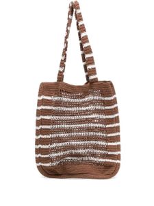 Faithfull the Brand sac cabas rayé en crochet - Marron