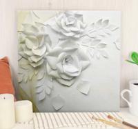 3D canvas schilderij Elegante goudwitte bloemen
