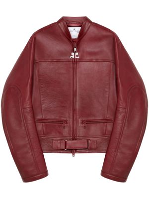 Courrèges veste de moto Scuba en cuir - Rouge