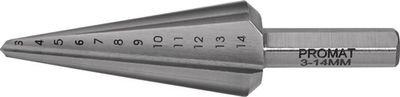 Promat Getrapte plaatboor | boorbereik 3-14 mm | HSS totale lengte 58 mm | snedeaantal 2 - 4000862031 - 4000862031