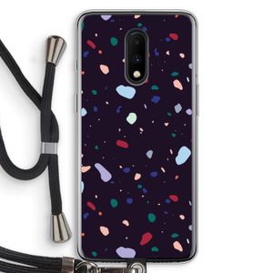 Dark Rounded Terrazzo: OnePlus 7 Transparant Hoesje met koord