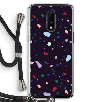 Dark Rounded Terrazzo: OnePlus 7 Transparant Hoesje met koord