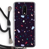Dark Rounded Terrazzo: OnePlus 7 Transparant Hoesje met koord