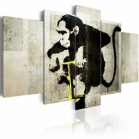 Schilderij - Aapje TNT Detonator - Banksy, Zwart, 5luik - thumbnail