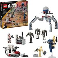 LEGO 75372 Star Wars Clone Troopers en Battle Droids Battle Pack, speelgoed met speederbike en minifiguur