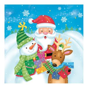 Daisy kerst thema servetten - 20x st - 33 x 33 cm - kerstman, sneeuwpop en rendier