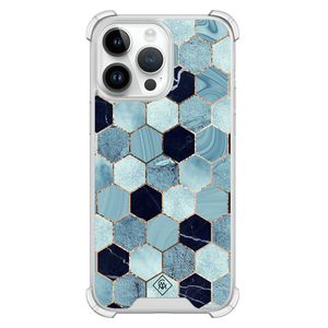 iPhone 14 Pro Max shockproof hoesje - Blue cubes