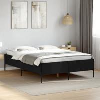 Bedframe bewerkt hout metaal zwart 140x200 cm