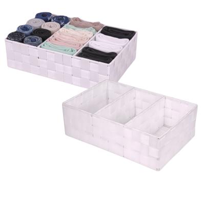 Opbergmanden - 2x - 3 vaks - wit - ladekast organizer - ondermode