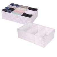 Opbergmanden - 2x - 3 vaks - wit - ladekast organizer - ondermode