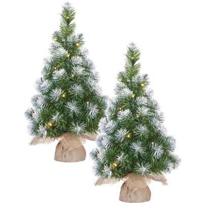 Mica Decorations Kunst kerstboom - 2x stuks - klein - groen - 60cm