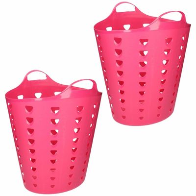 2x stuks roze opbergmanden flexibel 60 liter 47 x 50 cm 2x stuks roze opbergmanden flexibel 60 liter 47 x 50 cm