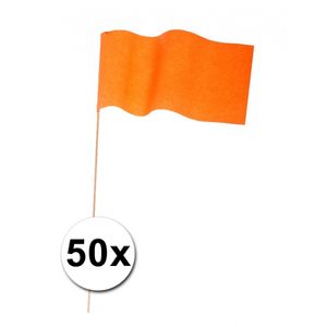 50 oranje papieren zwaaivlaggetjes