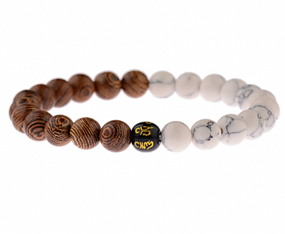 Kralen Armband met Houten en Witte Howliet Kralen - Sieraden - Spiritueelboek.nl