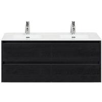 Dante Badmeubelset 120 cm - 4 Laden Black Oak - Keramische Wastafel Wit Cover