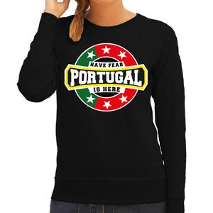 Have fear Portugal is here / Portugal supporter sweater zwart voor dames