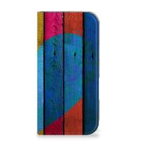 iPhone 16 Pro Book | Wallet Case | Wood Heart - Cadeau voor je Vriend
