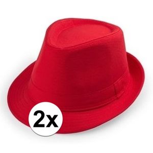 2x Rood trilby verkleed hoedjes voor volwassenen