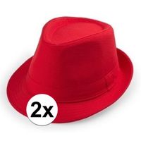 2x Rood trilby verkleed hoedjes voor volwassenen - thumbnail