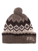 Polo Ralph Lauren logo-embroidered patterned-intarsia beanie - Marron - thumbnail