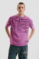 T-shirt met korte mouwen en lettering - RED - XXL