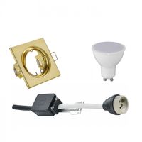 LED Spot Set - Trion - GU10 Fitting - Inbouw Vierkant - Mat Goud - 4W - Warm Wit 3000K - Kantelbaar 80mm - thumbnail