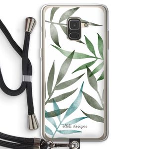 Tropical watercolor leaves: Samsung Galaxy A8 (2018) Transparant Hoesje met koord