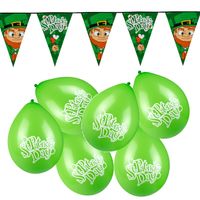 St Patricks Day versierpakket met 2x vlaggenlijnen en 18x ballonnen