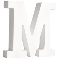 Witte houten letter M 11 cm   -
