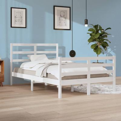 Bedframe massief grenenhout wit 120x200 cm
