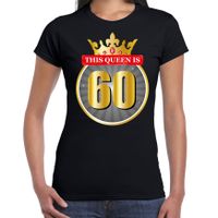 This Queen is 60 verjaardag t-shirt zwart 60 jaar voor dames