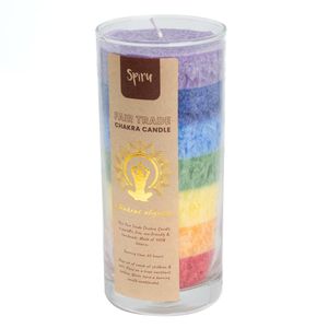 Fair Trade 7 Chakra&apos;s Stearine Kaars in Glas (60 Branduren)