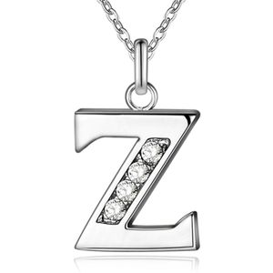 Zilverkleurige Letter Z Dames Ketting met Zirkonia