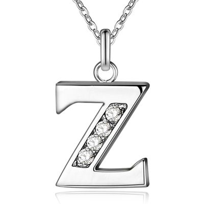 Zilverkleurige Letter Z Dames Ketting met Zirkonia