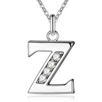 Zilverkleurige Letter Z Dames Ketting met Zirkonia