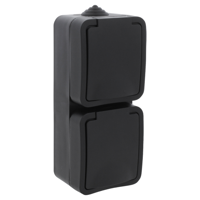 Q-Link Contactdoos | Opbouw | 2-voudig | Met Randaarde | Spatwaterdicht IP54 | Verticaal | Zwart - 00.946.50