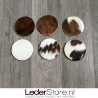 Koeienhuid onderzetters normandier bruin zwart wit 10x10cm