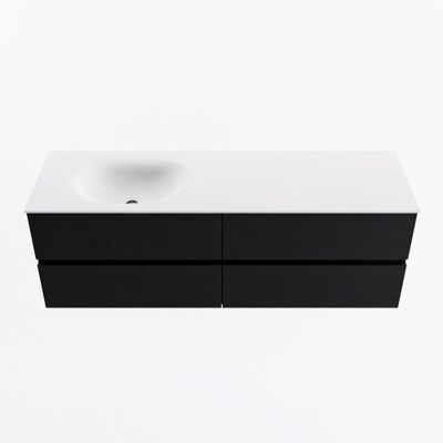 MONDIAZ VICA 150cm badmeubel onderkast Urban 4 lades. Wastafel MOON links zonder kraangat, kleur Talc.