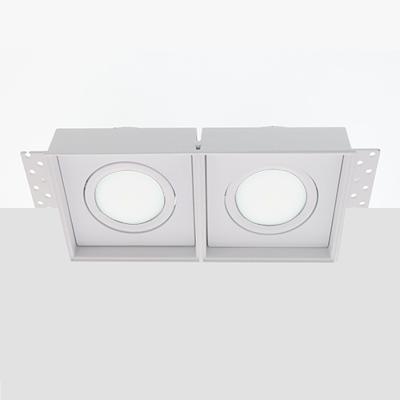 Bella Ondiepe LED inbouw 40mm trimless spot kantelbaar 5Watt vierkant dubbel WIT IP65 dimbaar - interne driver
