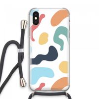 Memphis Shapes Blue: iPhone XS Max Transparant Hoesje met koord