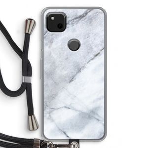 Witte marmer: Pixel 4a Transparant Hoesje met koord