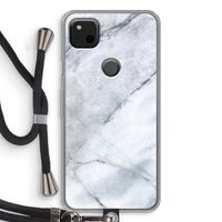 Witte marmer: Pixel 4a Transparant Hoesje met koord